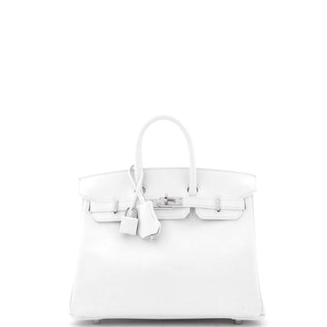 Hermes Birkin Handbag White Swift with Palladium Hardware 25