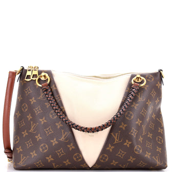 Louis Vuitton Braided Handle V Tote Monogram Canvas and Leather MM