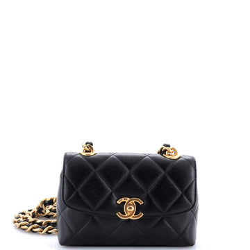 Chanel CC Rounded Flap Crossbody Bag Quilted Caviar Mini