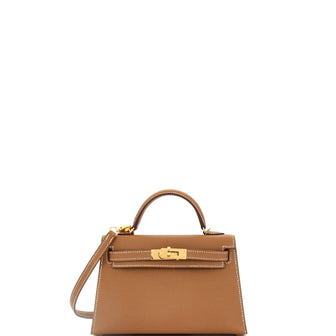 Hermes Kelly Mini II Bag Brown Epsom with Gold Hardware 20