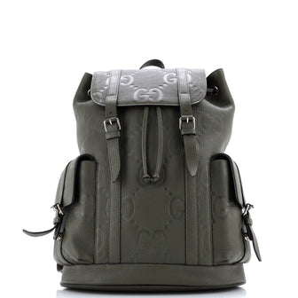 Gucci Double Pocket Belt Backpack Jumbo GG Embossed Leather Large