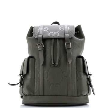 Gucci Double Pocket Belt Backpack Jumbo GG Embossed Leather Large