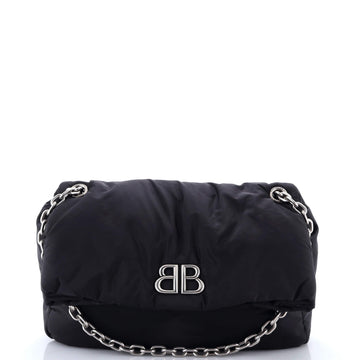 Balenciaga Monaco Chain Flap Shoulder Bag Nylon Medium