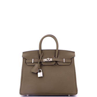Hermes Birkin Handbag Grey Togo with Palladium Hardware 25
