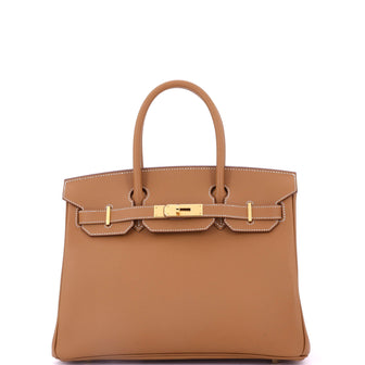 Hermes Birkin Handbag Brown Epsom with Gold Hardware 30