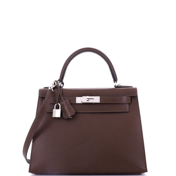 Hermes Kelly Handbag Brown Madame with Palladium Hardware 28