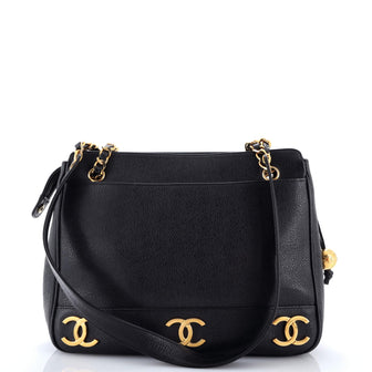 Chanel Vintage Metal CC Shoulder Bag Caviar Small