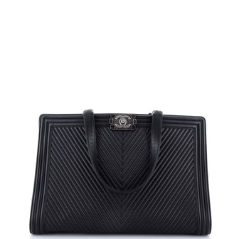 Chanel Boy Shopping Tote Chevron Calfskin Large