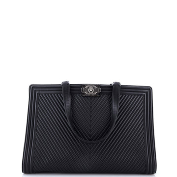 Chanel Boy Shopping Tote Chevron Calfskin Large