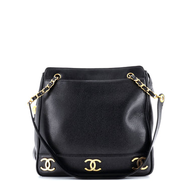 Chanel Vintage Metal CC Shoulder Bag Caviar Medium
