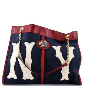 Gucci Rajah Chain Tote Suede with Applique Large