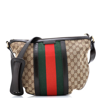 Gucci Vintage Web Saddle Messenger Bag GG Canvas Medium