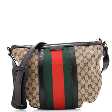 Gucci Vintage Web Saddle Messenger Bag GG Canvas Medium