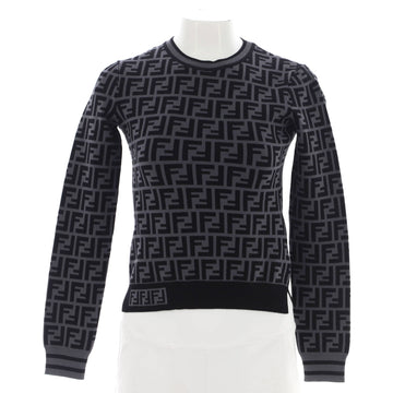 Fendi Women's Long Sleeve Crewneck Sweater Zucca Viscose Blend