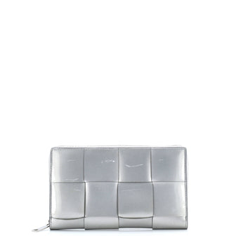 Bottega Veneta Cassette Zip Around Wallet Maxi Intrecciato Patent