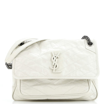 Saint Laurent Niki Chain Flap Bag Matelasse Chevron Leather Medium