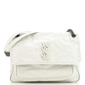 Saint Laurent Niki Chain Flap Bag Matelasse Chevron Leather Medium