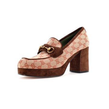 Gucci Women's Houdan Platform Loafers GG Canvas