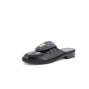 Chanel Women's CC Turnlock Flat Mules Quilted Leather