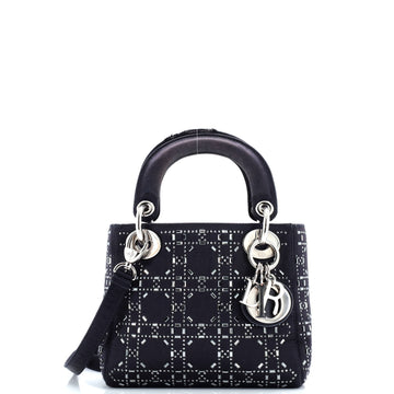 Christian Dior Lady Dior Bag Crystal Embellished Cannage Quilt Satin Mini