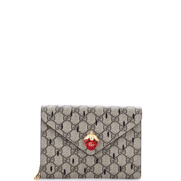Gucci Strawberry Wallet on Chain Printed GG Coated Canvas Mini
