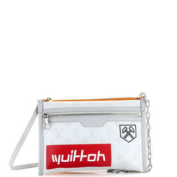 Louis Vuitton Double Flat Messenger Bag Limited Edition Logo Story Monogram Canvas and Denim