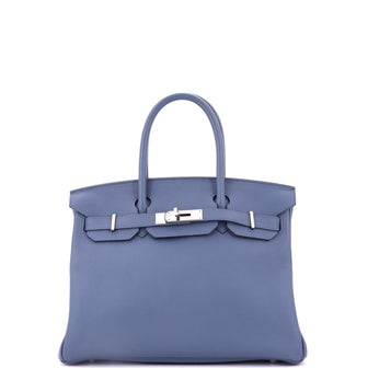 Hermes Birkin Handbag Blue Togo with Palladium Hardware 30