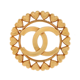 Chanel CC Heart Round Brooch Metal