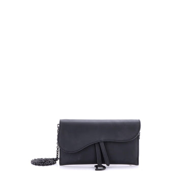 Christian Dior Ultra Matte Saddle Chain Wallet Leather