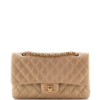 Chanel Classic Double Flap Bag Quilted Iridescent Caviar Medium