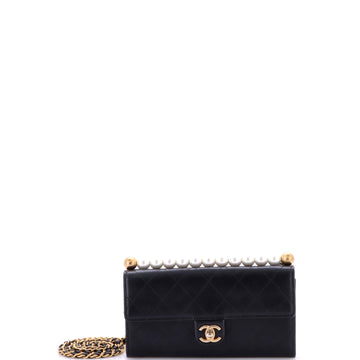 Chanel Chic Pearls Clutch with Chain Quilted Goatskin