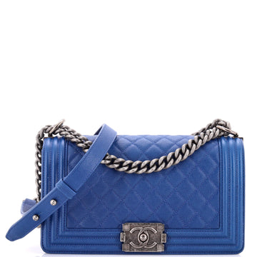Chanel Boy Flap Bag Quilted Caviar Old Medium