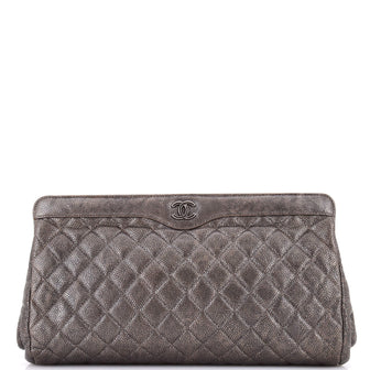 Chanel CC Frame Clutch Quilted Caviar Large