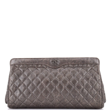 Chanel CC Frame Clutch Quilted Caviar Large