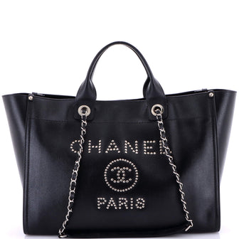 Chanel Deauville Tote Studded Caviar Medium