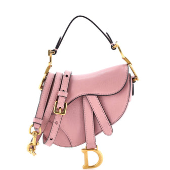 Christian Dior Saddle Handbag with Strap Leather Micro