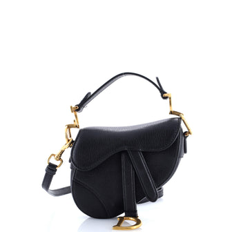 Christian Dior Saddle Handbag with Strap Leather Micro