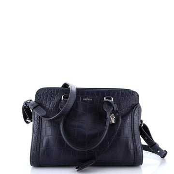 Alexander McQueen Padlock Zip Around Tote Crocodile Embossed Leather Small