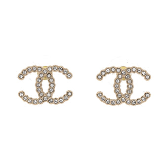 Chanel CC Stud Earrings Metal with Crystals
