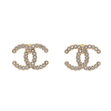Chanel CC Stud Earrings Metal with Crystals