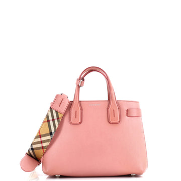 Burberry Banner NM Tote Leather with Vintage Check Canvas Small