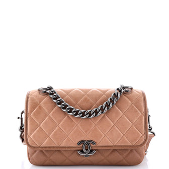Chanel Daily Carry Messenger Bag Quilted Iridescent Calfskin and Caviar Medium