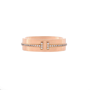 Tiffany & Co. T Two Ring 18K Rose Gold and Diamonds Wide