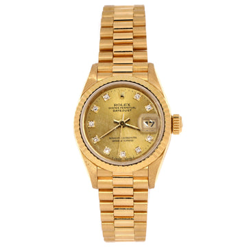 Rolex Oyster Perpetual President Datejust Automatic Watch Yellow Gold with Diamond Markers 26