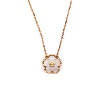 Van Cleef & Arpels Lucky Spring Plum Blossom Pendant Necklace 18K Rose Gold and Mother of Pearl