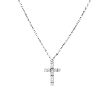 Cartier Cross Pendant Necklace 18K White Gold with Diamonds