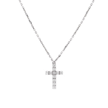 Cartier Cross Pendant Necklace 18K White Gold with Diamonds
