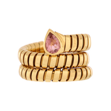 Bvlgari Serpenti Tubogas Double Wrap Ring 18K Yellow Gold with Tourmaline