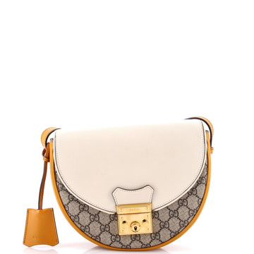 Gucci Padlock Saddle Shoulder Bag GG Coated Canvas and Leather Small