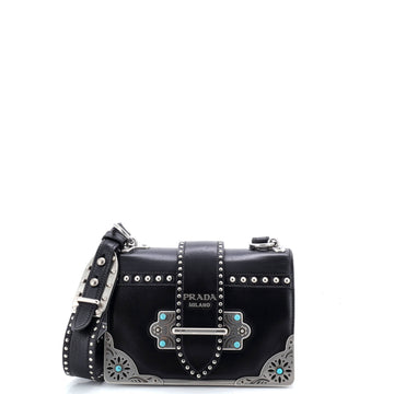 Prada Folk Cahier Crossbody Bag Studded Leather Small